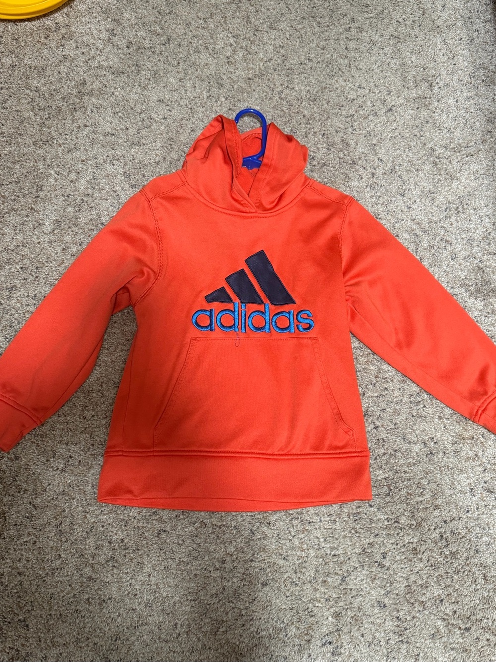 adidas Orange Kids Hoodie with Navy Logo